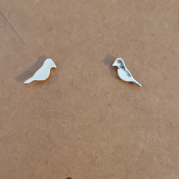 Rose Gold Small Bird Stud Earrings - Picture 2 of 5